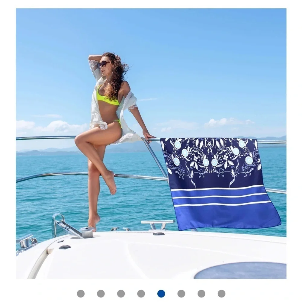 Beach Towel - Blue Flower (78x35 inches)